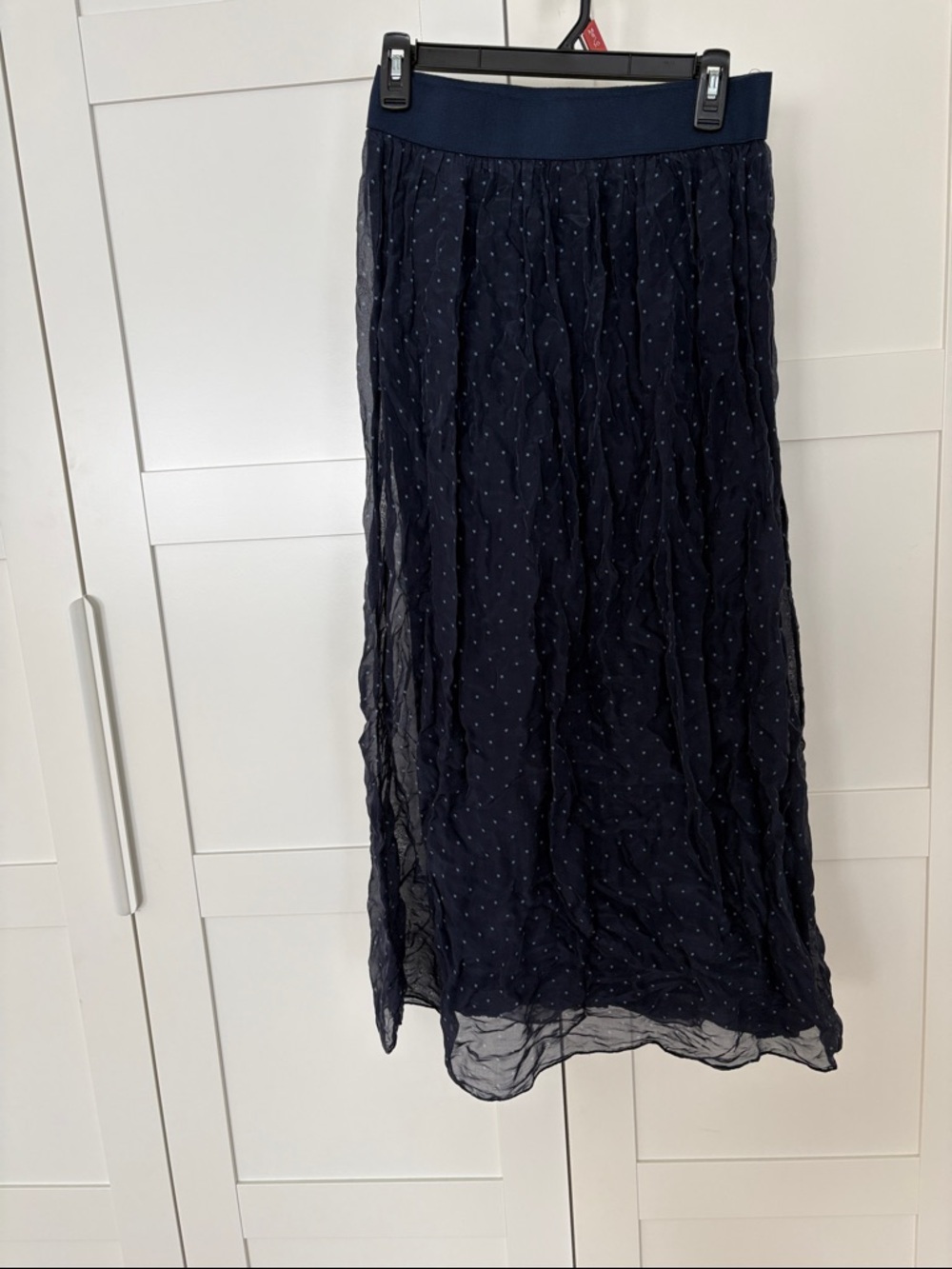 Women’s Navy Polka Dot Shiffon Maxi Skirt Italy
